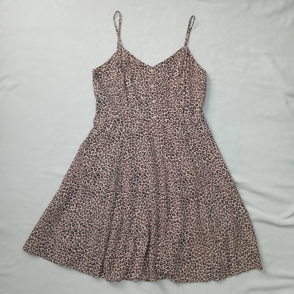 GAP Leopard Hearth Print Mini Dress Spaghetti Straps Valentines Women's Size 10
